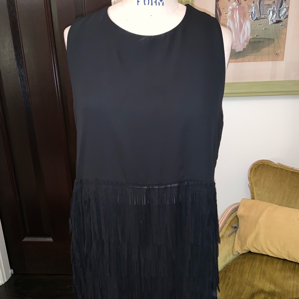 Black fringed tunic/mini dress